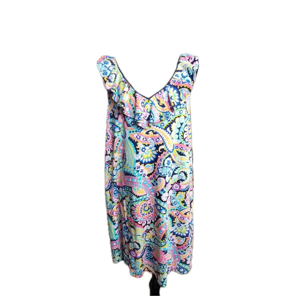 Crown & Ivy Women's Paisley Print Ruffle Sleeve V-Neck Dress Size Large